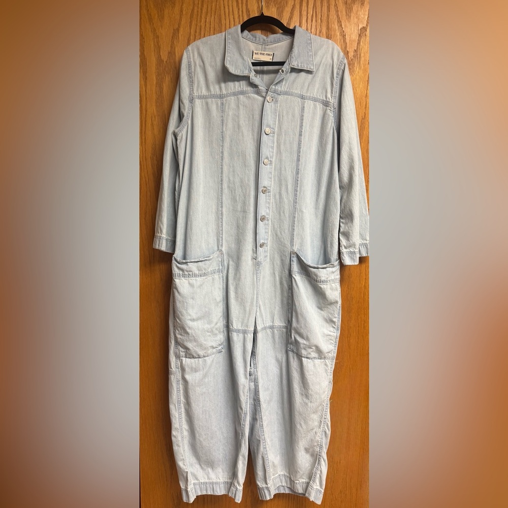 We The Free Light Blue Denim Jumpsuit